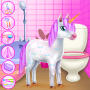 icon Cute Unicorn Caring and Dressup(Schattige eenhoorn Zorgzaam en aankleden)