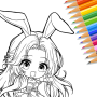 icon Cute Drawing : Anime Color Fan (Schattige tekening: Anime Kleurenwaaier)
