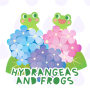 icon Hydrangeas and Frogs(Bloemenbehang Hydrangea's en kikkers Thema
)