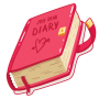 icon Diary: Notes, Goals, Reminder. (Dagboek: notities, doelen, herinnering.)